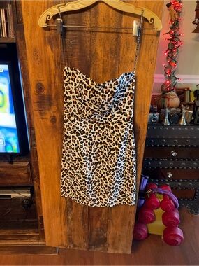 Volcom Leopard-Print Slip Dress in Black, White & Brown